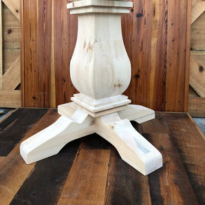 American Pine Pedestal Base - 9" x 9" Post - Massive Single Wooden Table Base - Made in North Carolina, USA