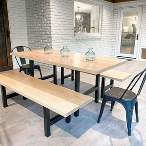Beautiful dining table featuring Metal H-Block Table Legs made in the USA by Carolina Leg Co