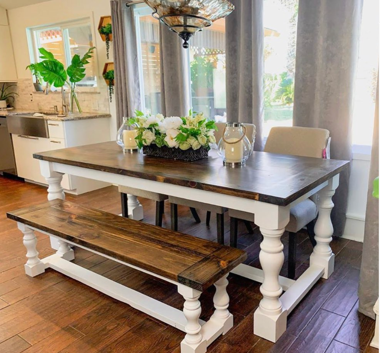 Maple monastery dining table legs and bench legs combo. Handmade in NC by Carolina Leg Co