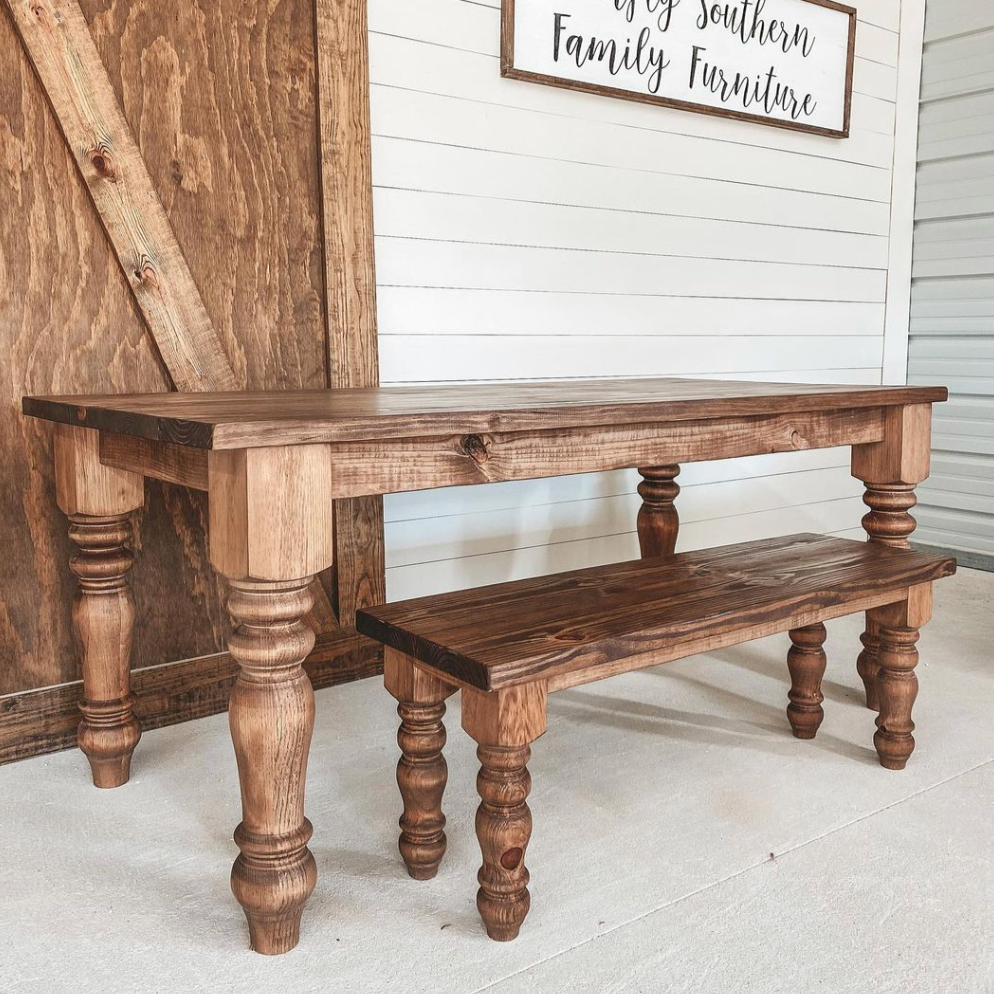 Pine Chunky Farmhouse Bench Legs - 3.5 x 16 - Set of 4 - Sustainably Harvested American Pine - Coffee Table Legs - Made in NC by Carolina Leg Co
