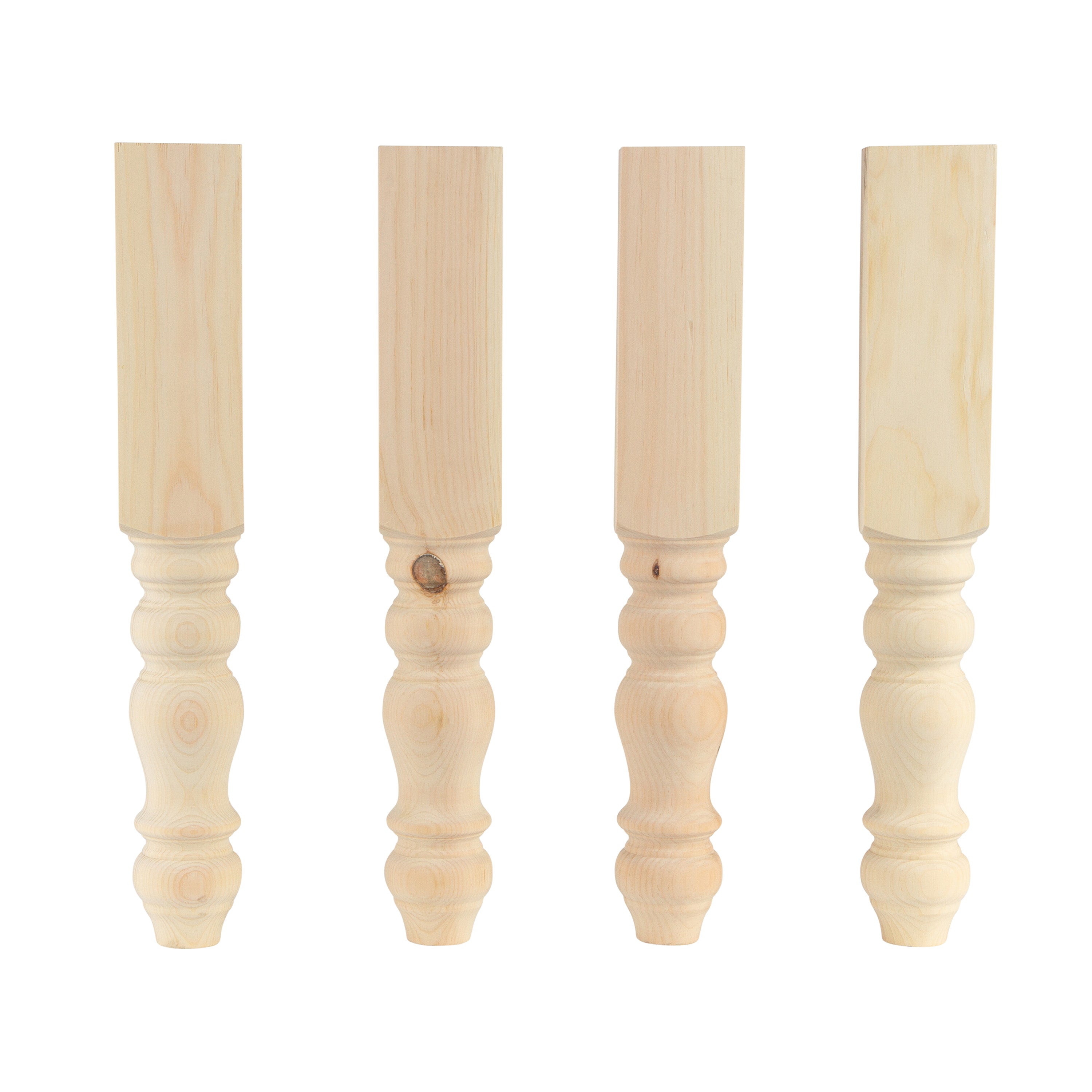 Pine Chunky Farmhouse End Table Legs - 3.5" x 23" - Sustainably Harvested American Pine - Handmade in NC by Carolina Leg Co
