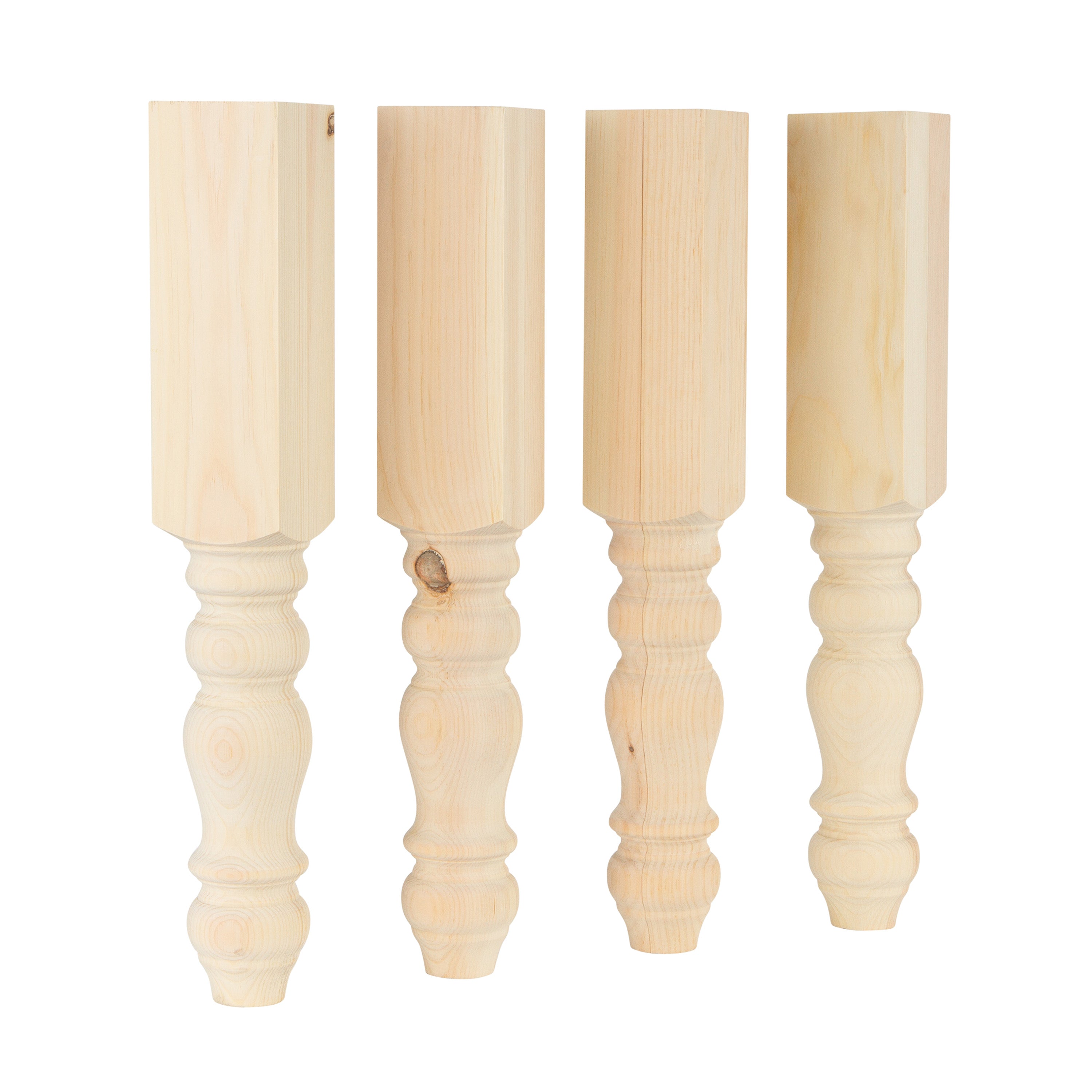 Pine Chunky Farmhouse End Table Legs - 3.5" x 23" - Sustainably Harvested American Pine - Handmade in NC by Carolina Leg Co