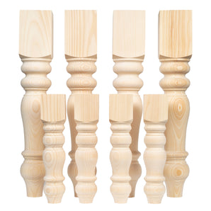 Chunky Pine Dining Table Legs & Chunky Pine Bench Legs - Combo Set - 5 x 29 - 3.5 x 16 - Handmade in NC by Carolina Leg Co