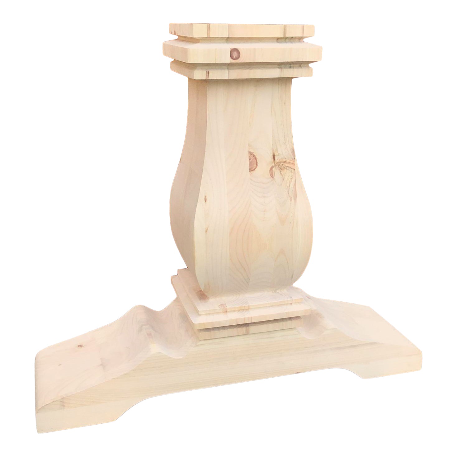 Pine Wooden Double Pedestal Base Set - 9" x 9". Handcrafted by Carolina Leg Co