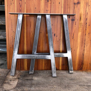 Our sleek modern A-frame metal table legs made from American steel by Carolina Leg Co in North Carolina USA